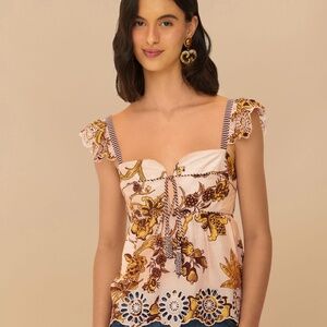 Farm Rio Lilac Tropical Landing Sleeveless Blouse size L